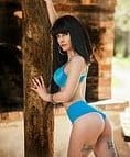 woman with blue bikini 