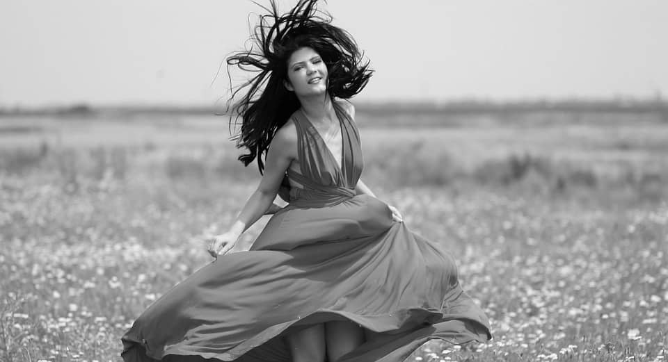 woman dancing with dress